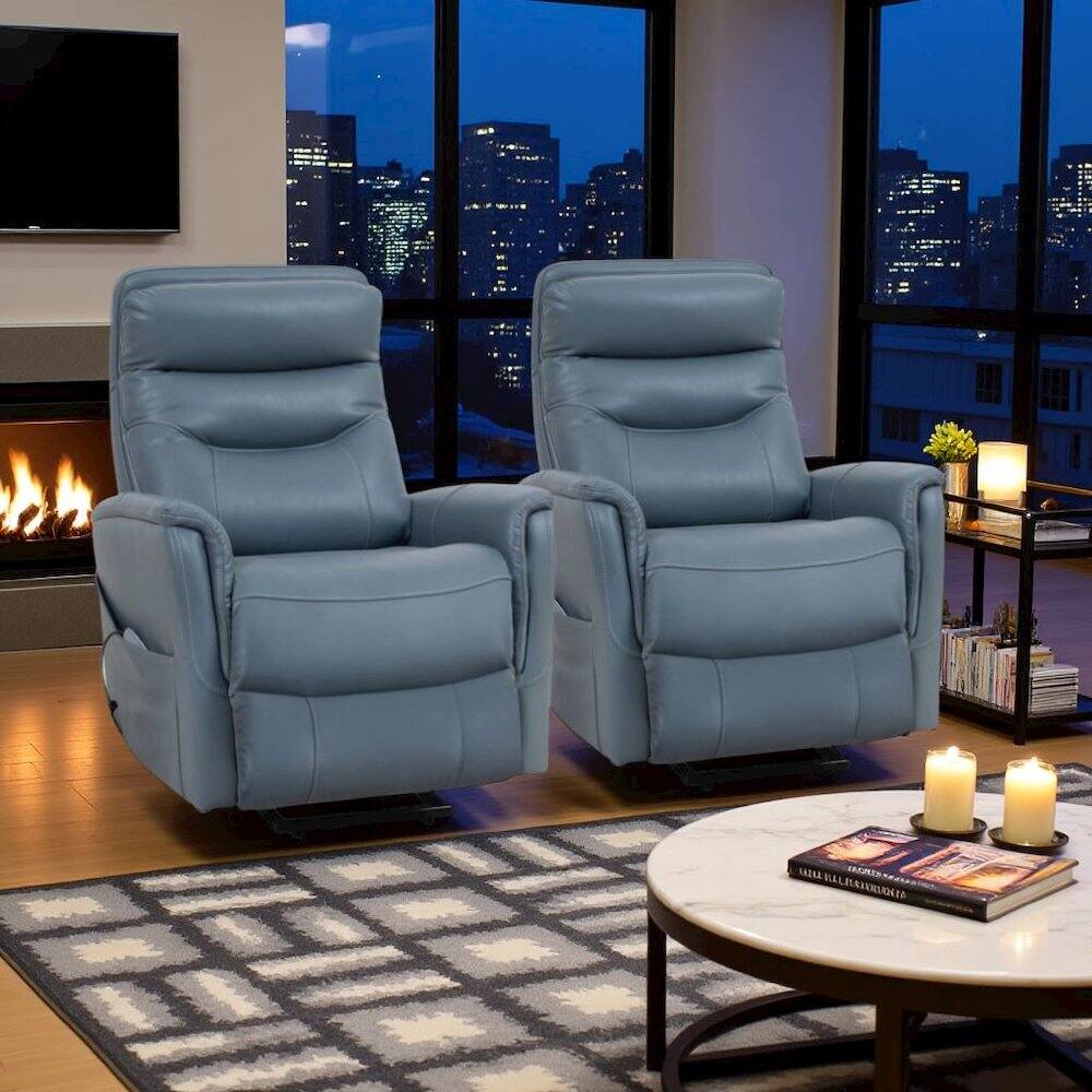 Back. Starlight Canyon Home - Azure Recliner Chairs Set of 2 – Power Lift Recliner with Headrest - Blue.
