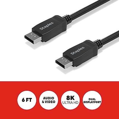 Staples 6 FT AUDIO & VIDEO 8K DUAL ULTRA HD DISPLAYPORT