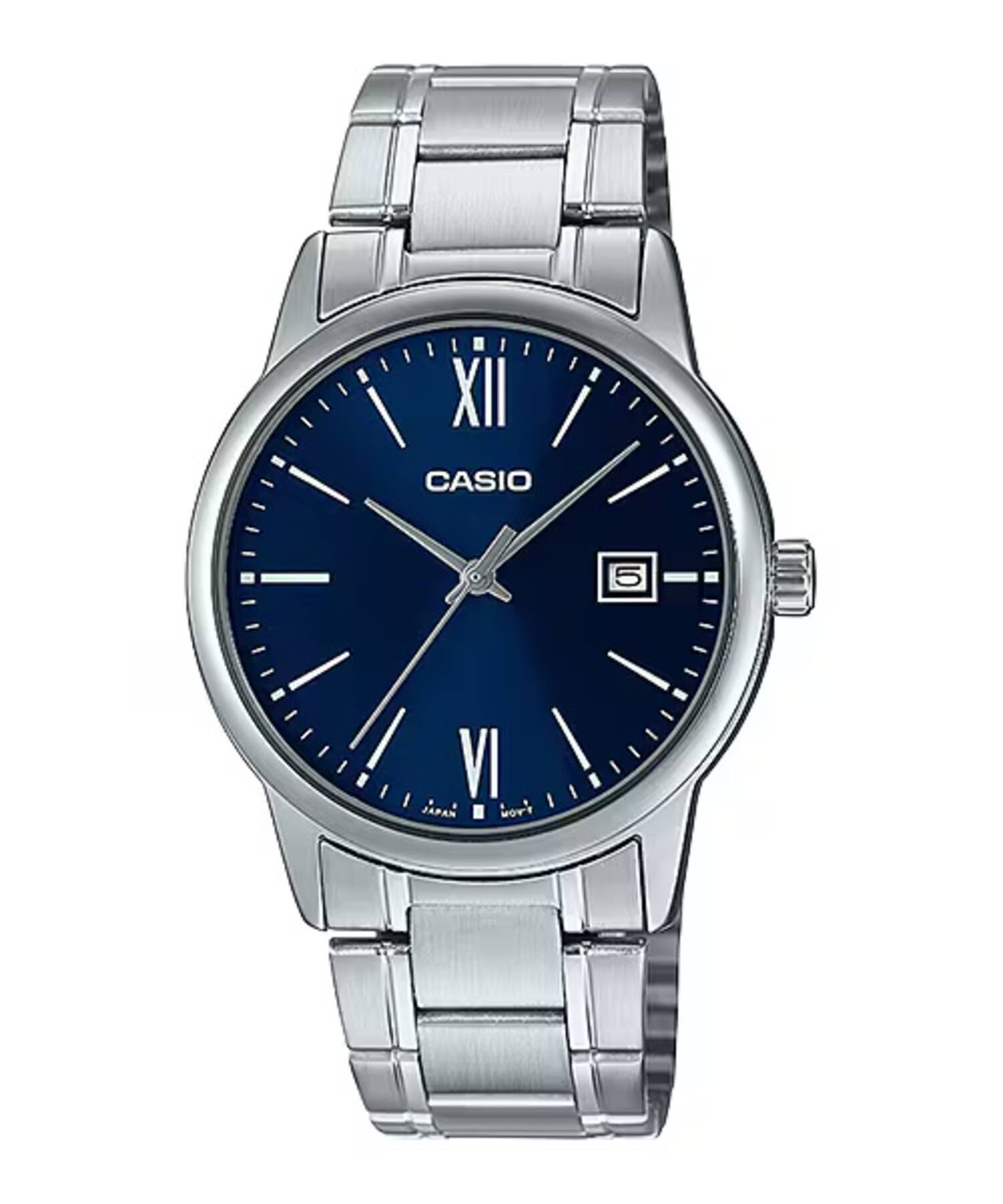 Casio - Men’s Stainless Steel Watch with Blue Dial - MTP-V002D-2B3 - Silver