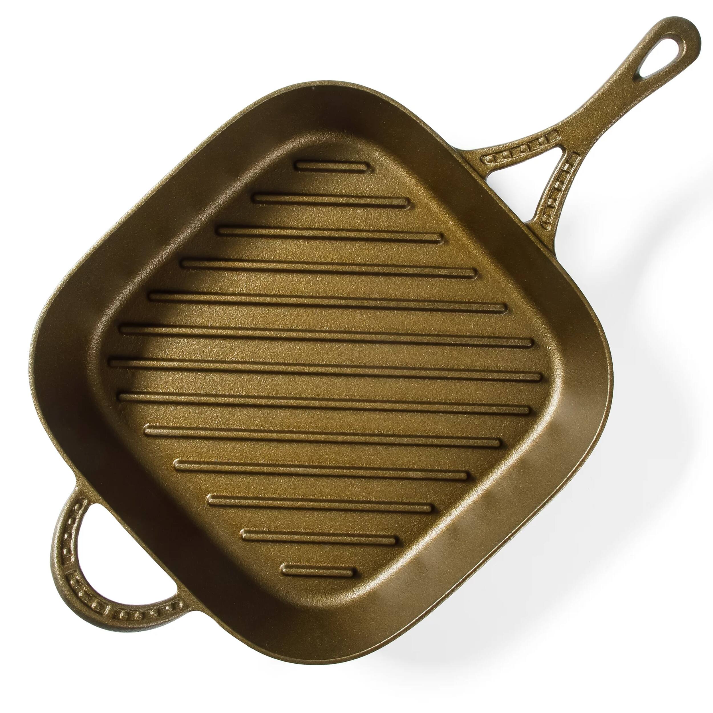 Alt View 1. Gibson - Wanda June Home By Miranda Lambert 11 Inch Cast Iron Pre-Seasoned Square Grill Pan in Bronze - Bronze.