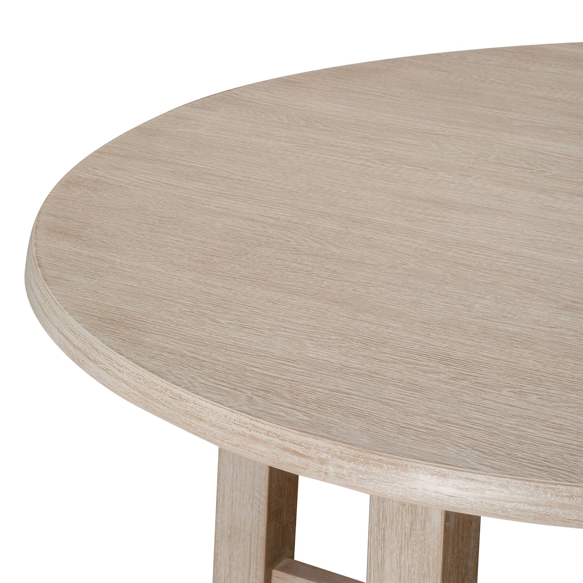 Alt View 2. Maven Lane - Maven Lane Sasha Round Wooden Dining Table in Weathered White Finish - White.
