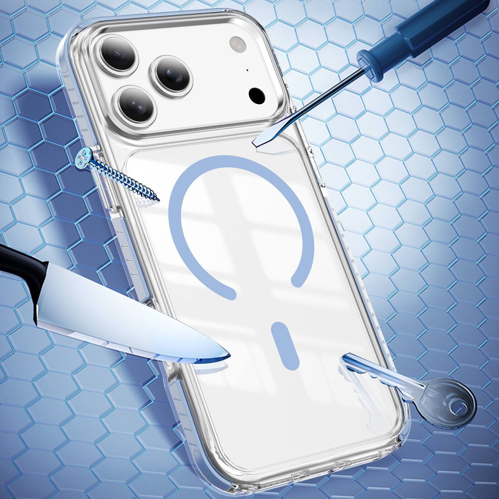 Alt View 2. UUCOVER - Magnetic Case for Apple iPhone 18 Pro Max, Compatible with MagSafe, Shockproof Anti-slip Bumper Anti-Scratch Clear Cover - Blue.