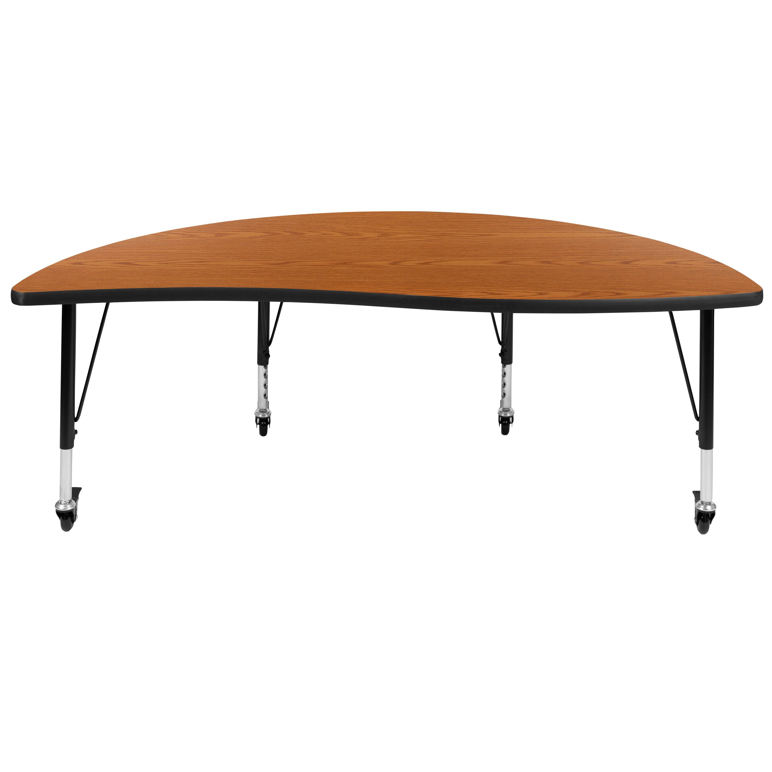 Alt View 5. Emma + Oliver - Mobile 60" Half Circle Wave Flexible Collaborative Kids Adjustable Activity Table - Oak.