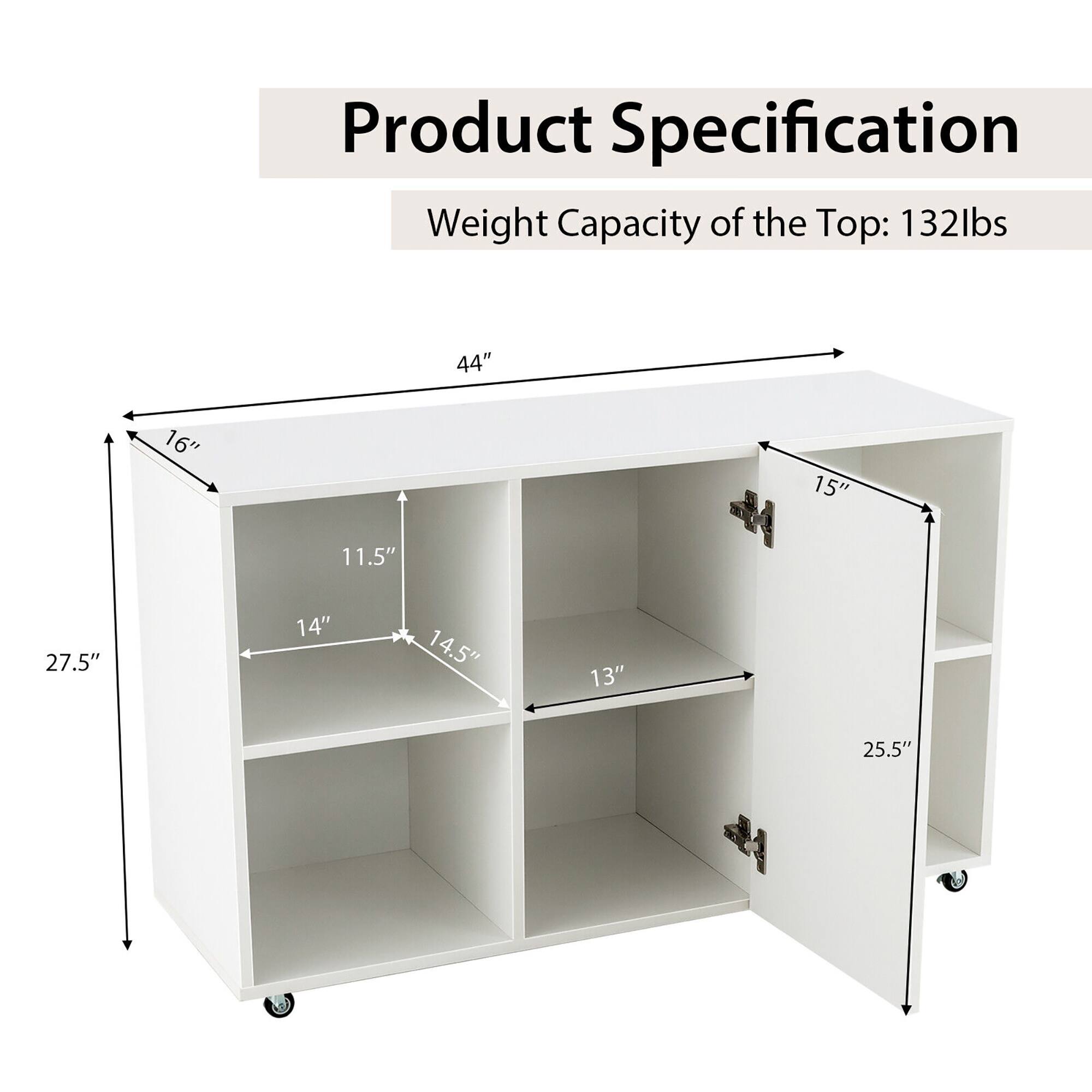 Product Specification
Weight Capacity of the Top: 132lbs
44"
16"
15"
11.5"
27.5"
14"
14.5"
13"
25.5"