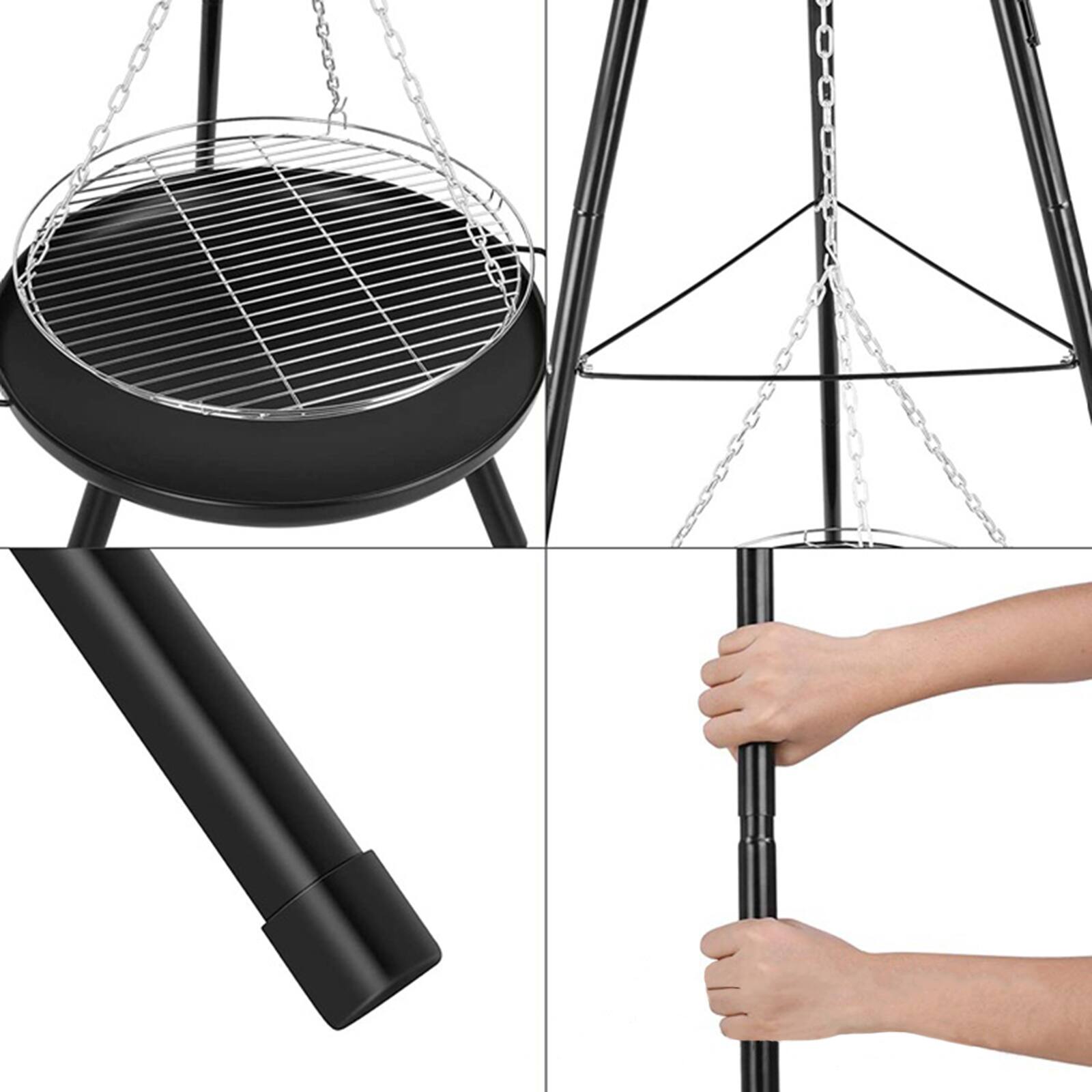 Alt View 5. Topteng - Extra Large Tripod Outdoor Fire Pit BBQ - Portable Steel Bowl with Adjustable Grill&Mesh Cover for Garden Patio Camping.