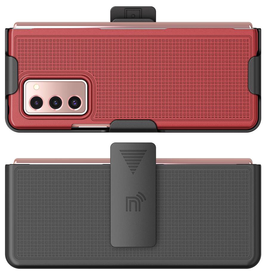 Alt View 2. Nakedcellphone - Slim Case and Belt Clip Holster Combo for Samsung Galaxy Z Fold 2 (SM-F916) - Red.