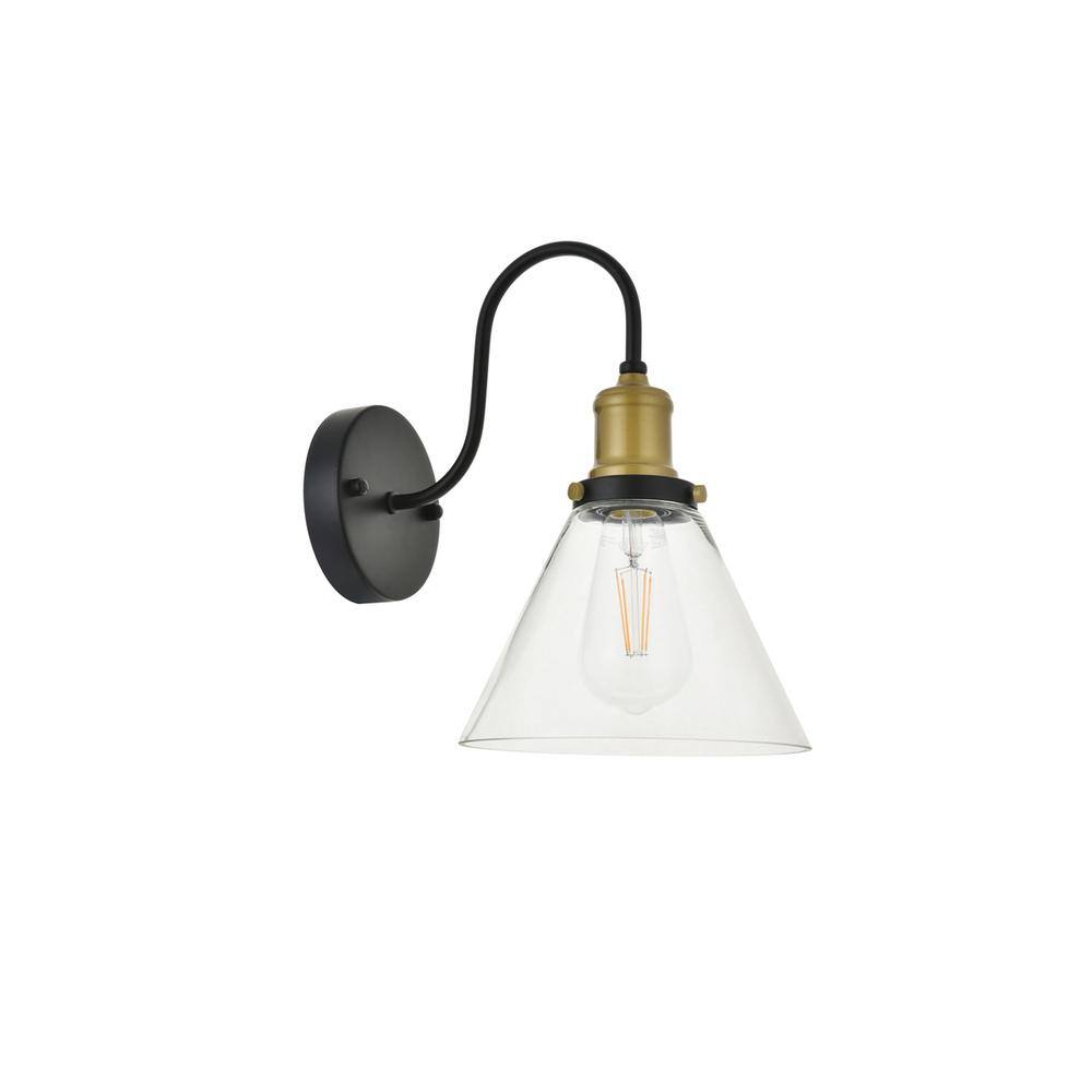 Alt View 7. Living District - Histoire 1 light brass and black Wall Sconce - Brass And Black And Clear.