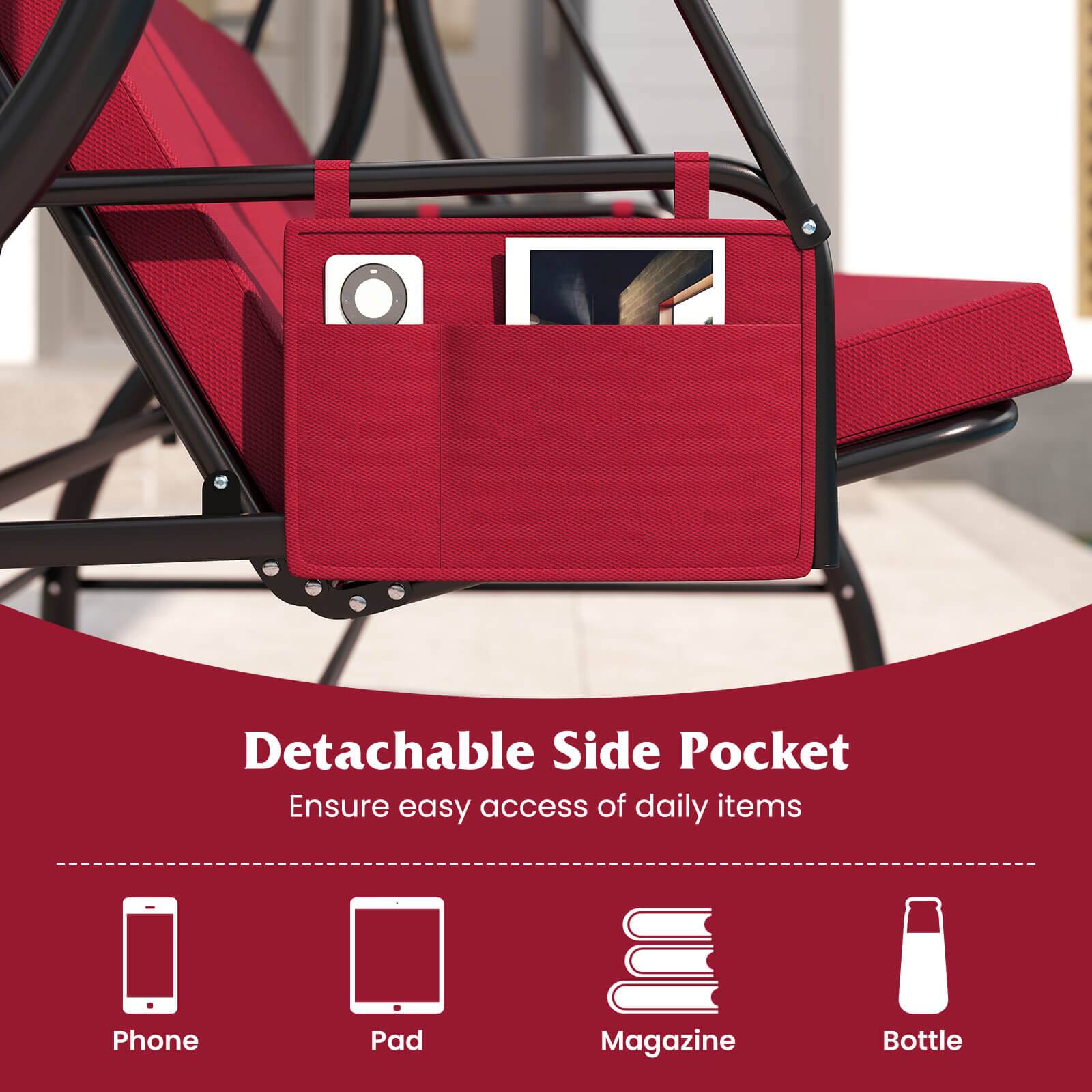 Detachable Side Pocket  
Ensure easy access of daily items  

Phone  
Pad  
Magazine  
Bottle