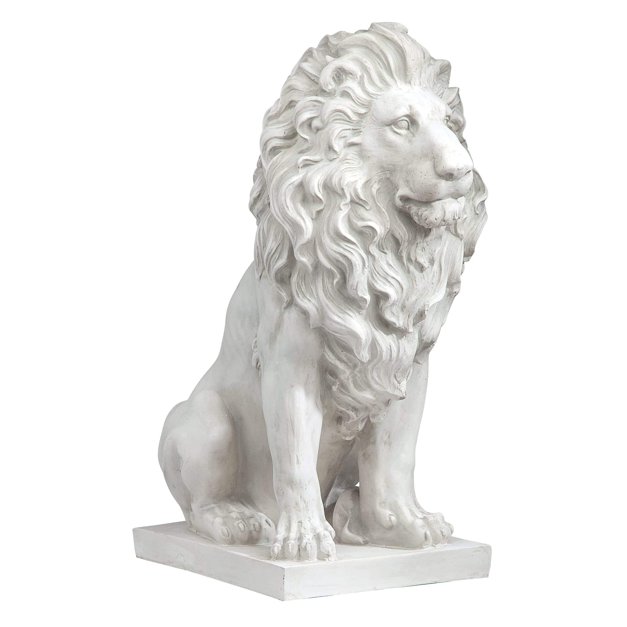 Refined Abode Design - Lion Of Florence Sentinel Indoor outdoor Animal Statue Tall Cast Stone Antique Finish