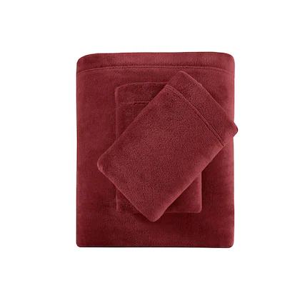 Front. Gracie Mills - Gracie Mills Dashiell Micro Plush Sheet Set - Burgundy.