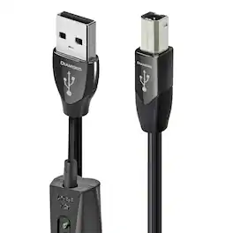 AudioQuest - Diamond USB-A > B 2.5' Digital High-Definition Audio Cable with USB-A to USB-B Connectors - Silver on Black
