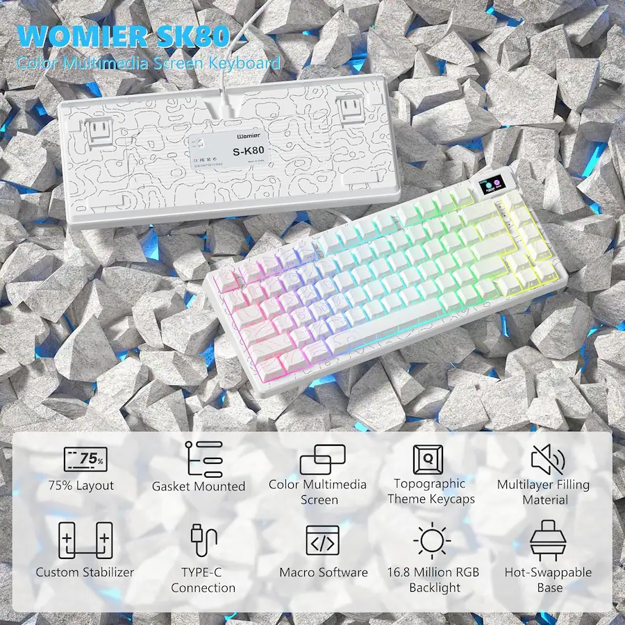 Wm80 Keyboard Womier S K80 75% Wired Mechanical Keyboard with Color Multimedia ...
