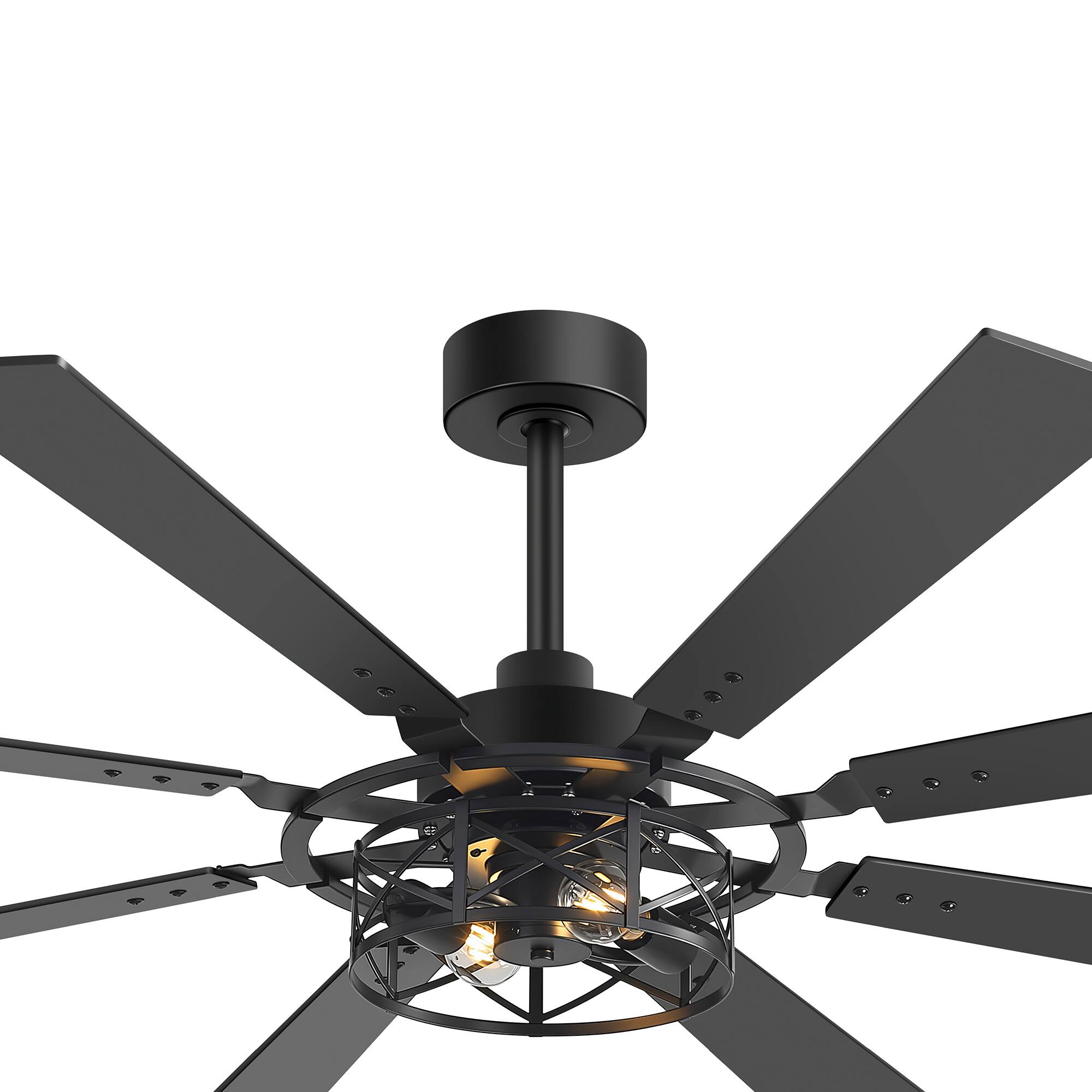 Alt View 7. Breezary - 65-Inch Traditional Ceiling Fan with Dual Bulb Light Kit, 8 Reversible Blades, DC Motor, 6 Speeds, Remote & Timer - Black and Walnut.