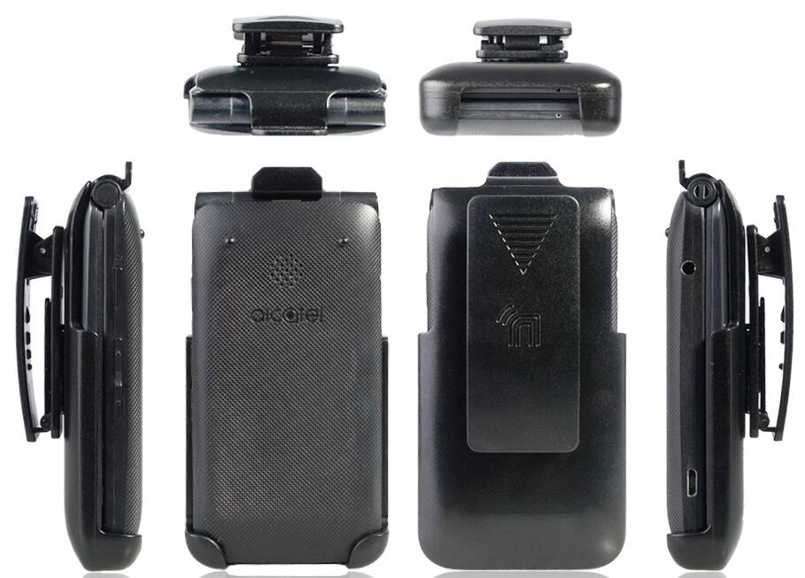 Alt View 6. Nakedcellphone - Holster Case for Alcatel Go Flip V Phone (2019) - Ratchet Belt Clip - Black.