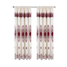 RT Designers Collection - RT Designer Collection Betsy Macrame Rod Pocket Curtain Panel 52" x 84" - Burgundy