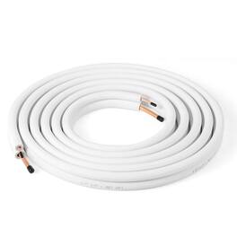 Costway - 25 FT Air Conditioning Copper Tubing Hose Extension for Mini Split AC Includes 1/4 inch & 1/2 inch O.D. pipes - White