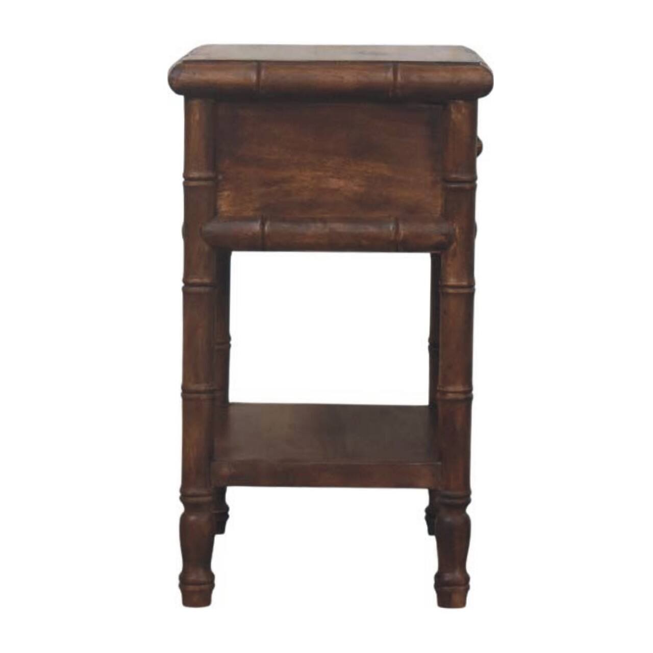Alt View 4. Artisan Furniture - Artisan Furniture Solid Wood Bamboo Carved Bedside Table, 1 Drawer, Brown - Brown.