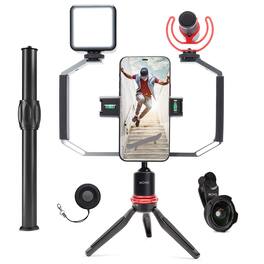 MOVO - iVlog3 Smartphone Video Bundle with Microphone, Mini Tripod, LED Camera Light, Wide-Angle Lens