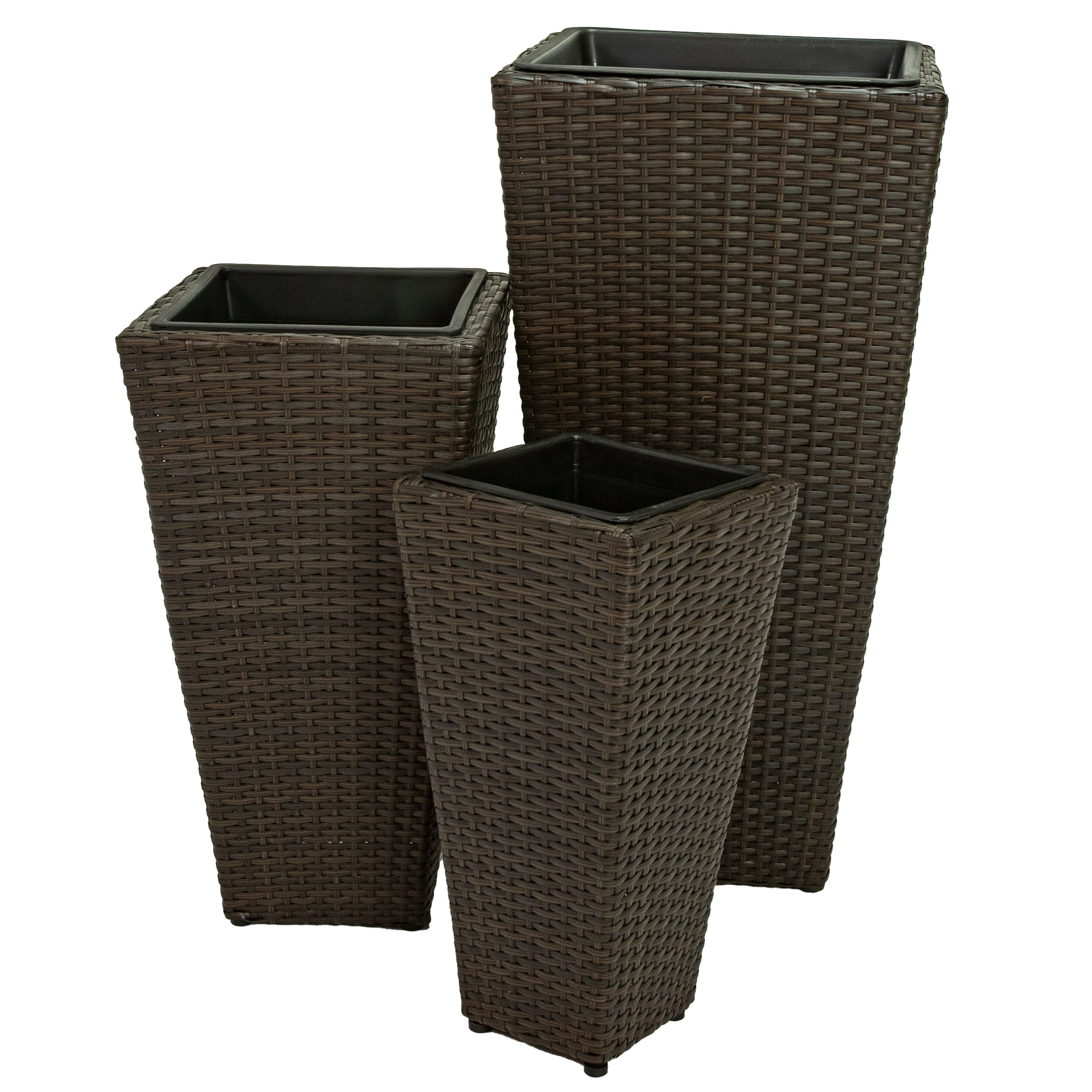 Sunnydaze - Tall Square Planter - 9 in, 11.5 in, 15 in - Set of 3 - Brown price history on PriceWatchPro