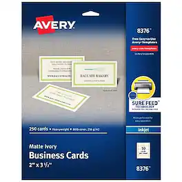 Avery - Microperforated Business Cards, 2" x 3 1/2", Matte 250 Per Pack - Ivory