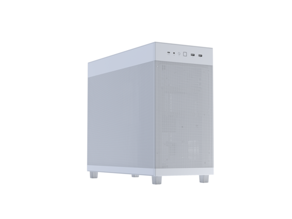 Front. ASUS - ASUS Prime AP303 White Mesh-Panel ATX Case, GPU Bracket, 360mm Radiator, 180mm PSU, USB-C - White.