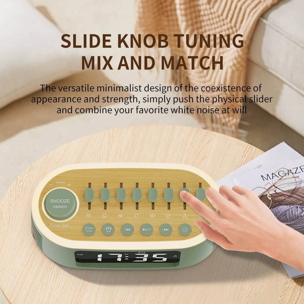 SLIDE KNOB TUNING MIX AND MATCH

The versatile minimalist design of the coexistence of appearance and strength, simply push the physical slider and combine your favorite white noise at will.

Volume  
SNOOZE DIMMER  
Time Set  

MAGAZINE