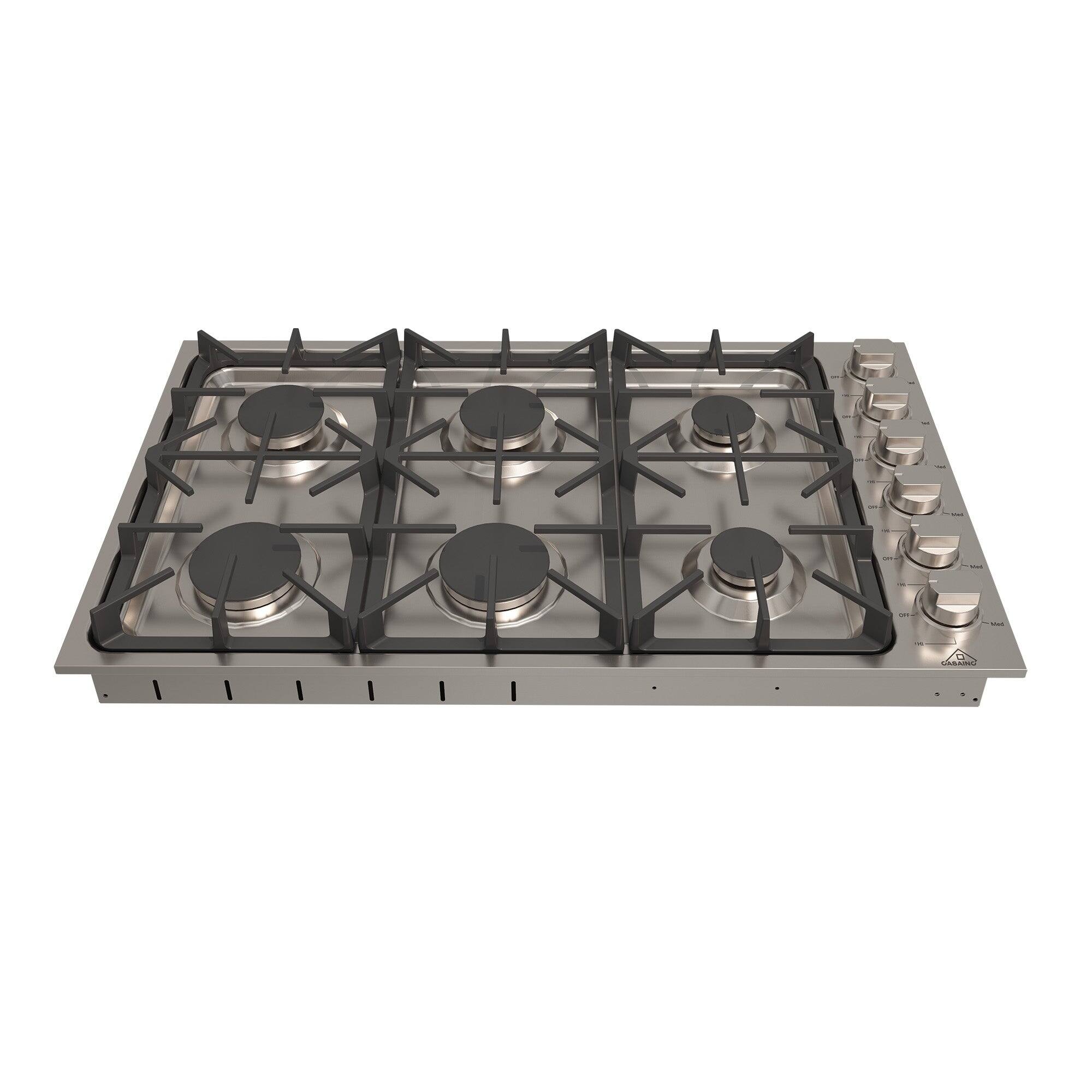 Alt View 7. Boyel Living - 36 in. 6 Burners Smooth Top Cooktop Surface Control Gas Cooktop in Stainless Steel - Silver.
