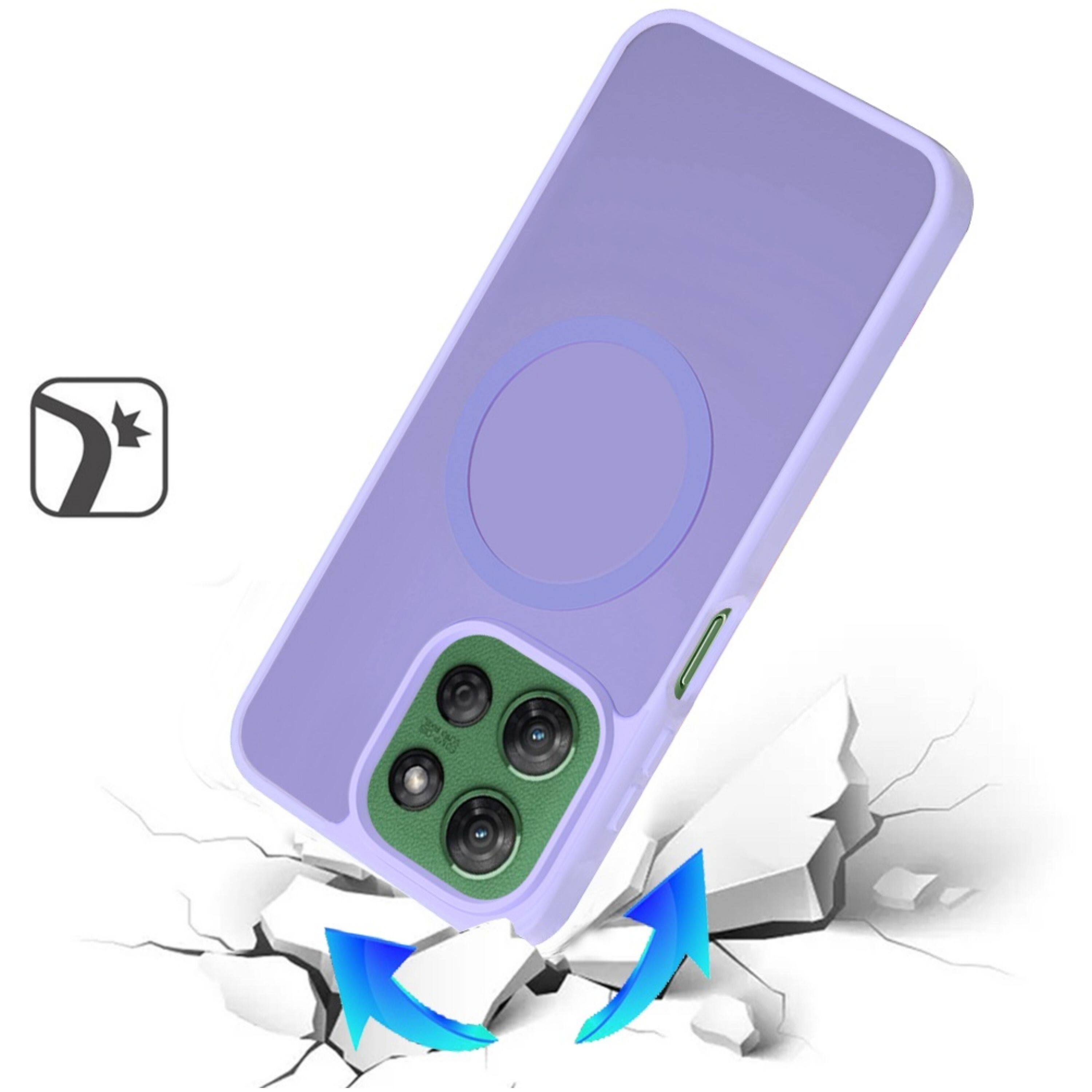 Angle. Kitcheniva - Sleek Translucent Magnetic Ring Case With Tempered Glass For Moto G Power 2025/2026 Light Purple - Light Purple.