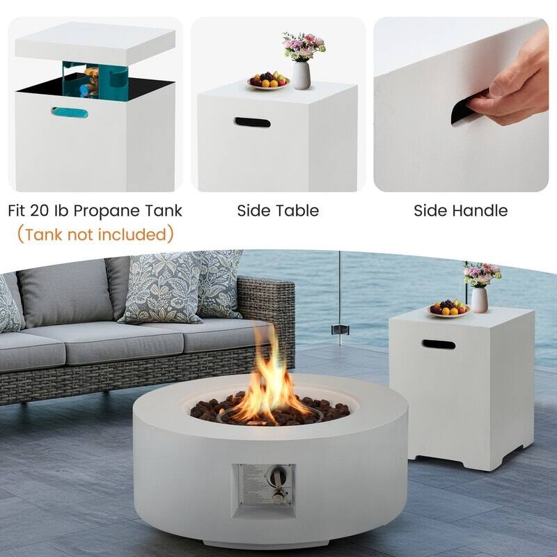 Fit 20 lb Propane Tank (Tank not included)  
Side Table  
Side Handle