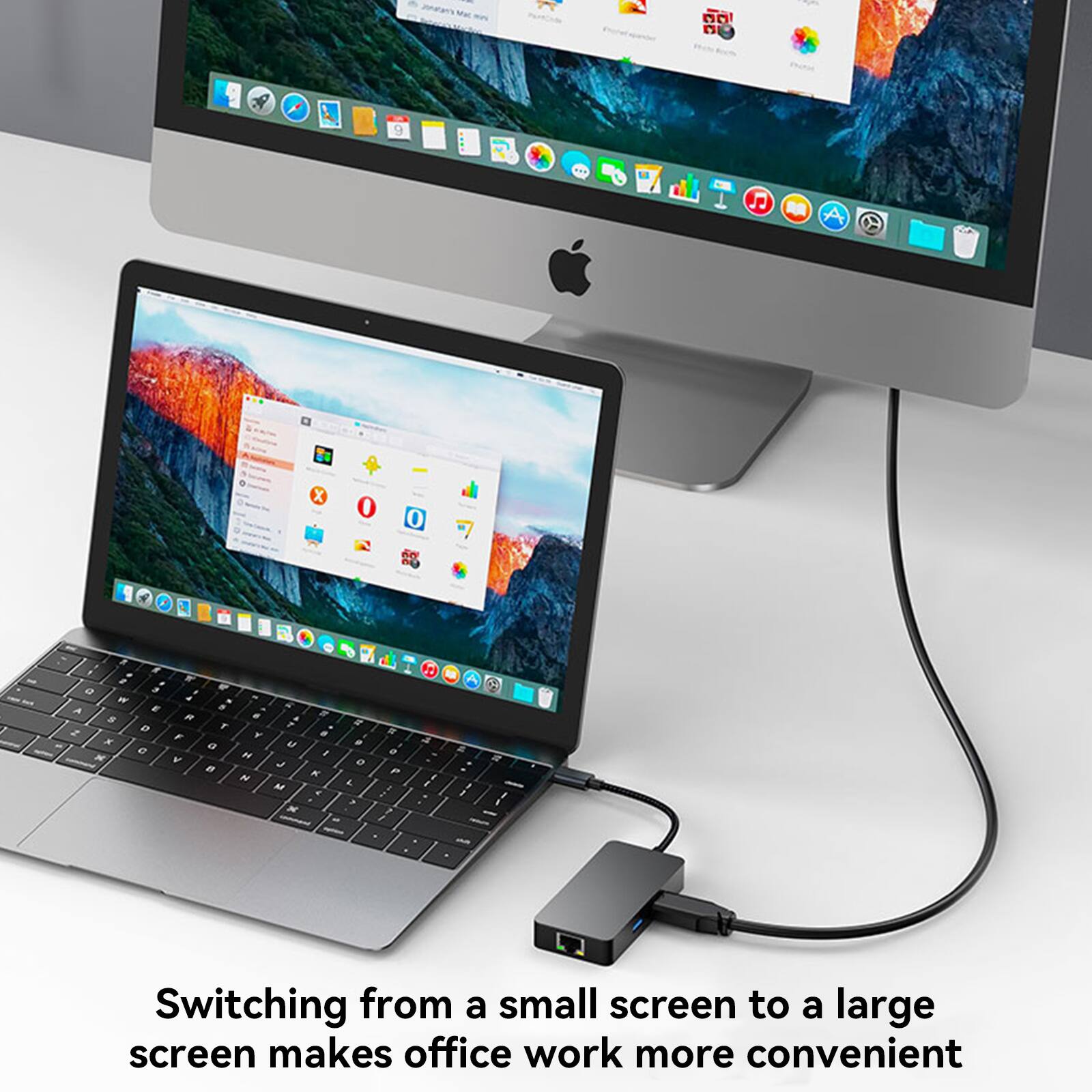 Switching from a small screen to a large screen makes office work more convenient