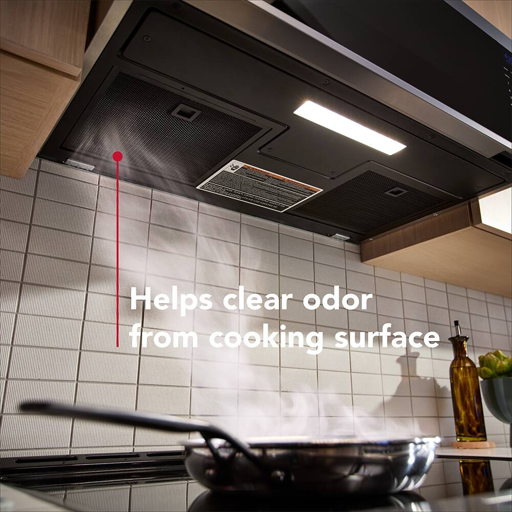 Helps clear odor from cooking surface.