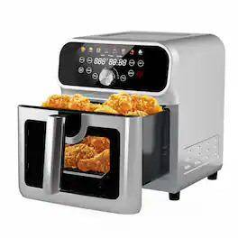WHALL - 6QT All-Stainless Air Fryer, 8-in-1 Hot Oven with Digital LED Touchscreen & Visible Window - sliver