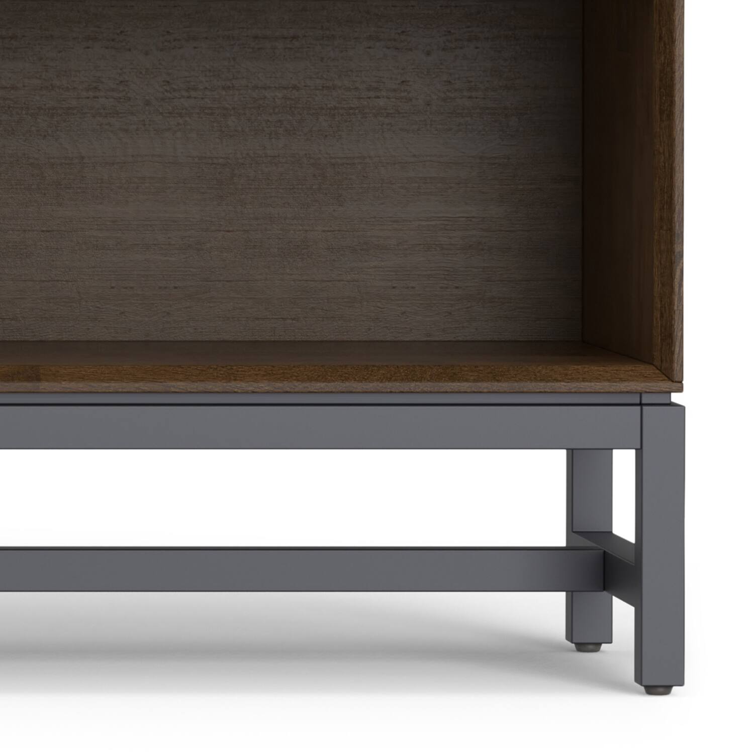 Alt View 4. Simpli Home - Banting SOLID HARDWOOD 30 inch x 64 inch Modern Industrial Low Wide Bookcase in Walnut Brown - Walnut Brown.