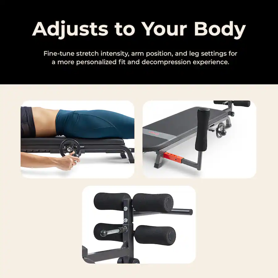 Table Strecth Rack Sunny Health & Fitness Adjustable Stretch and Decompression Table Black ...