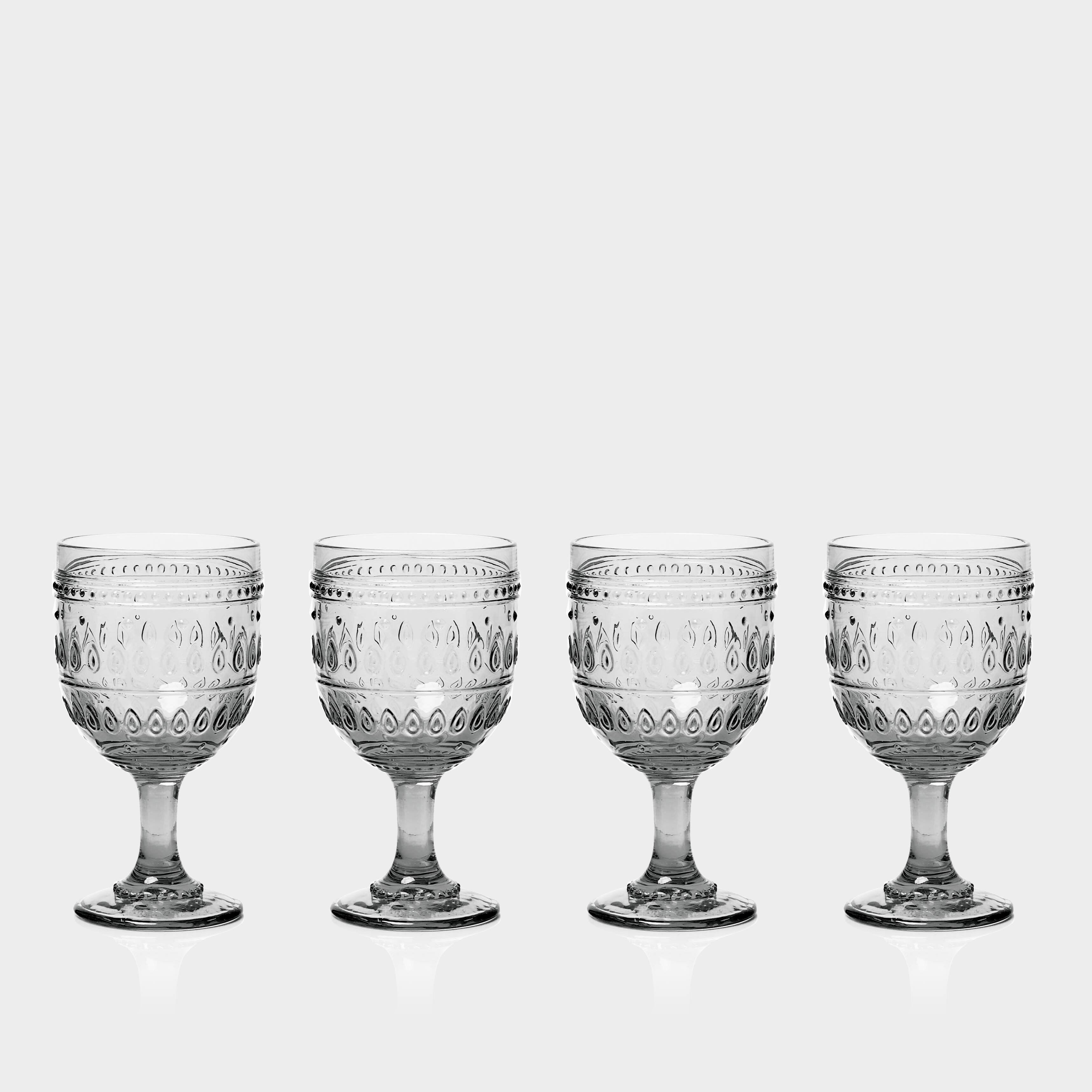 Left. Euro Ceramica Home - Fez 4 Piece Wine Goblet Set - Grey - Grey.
