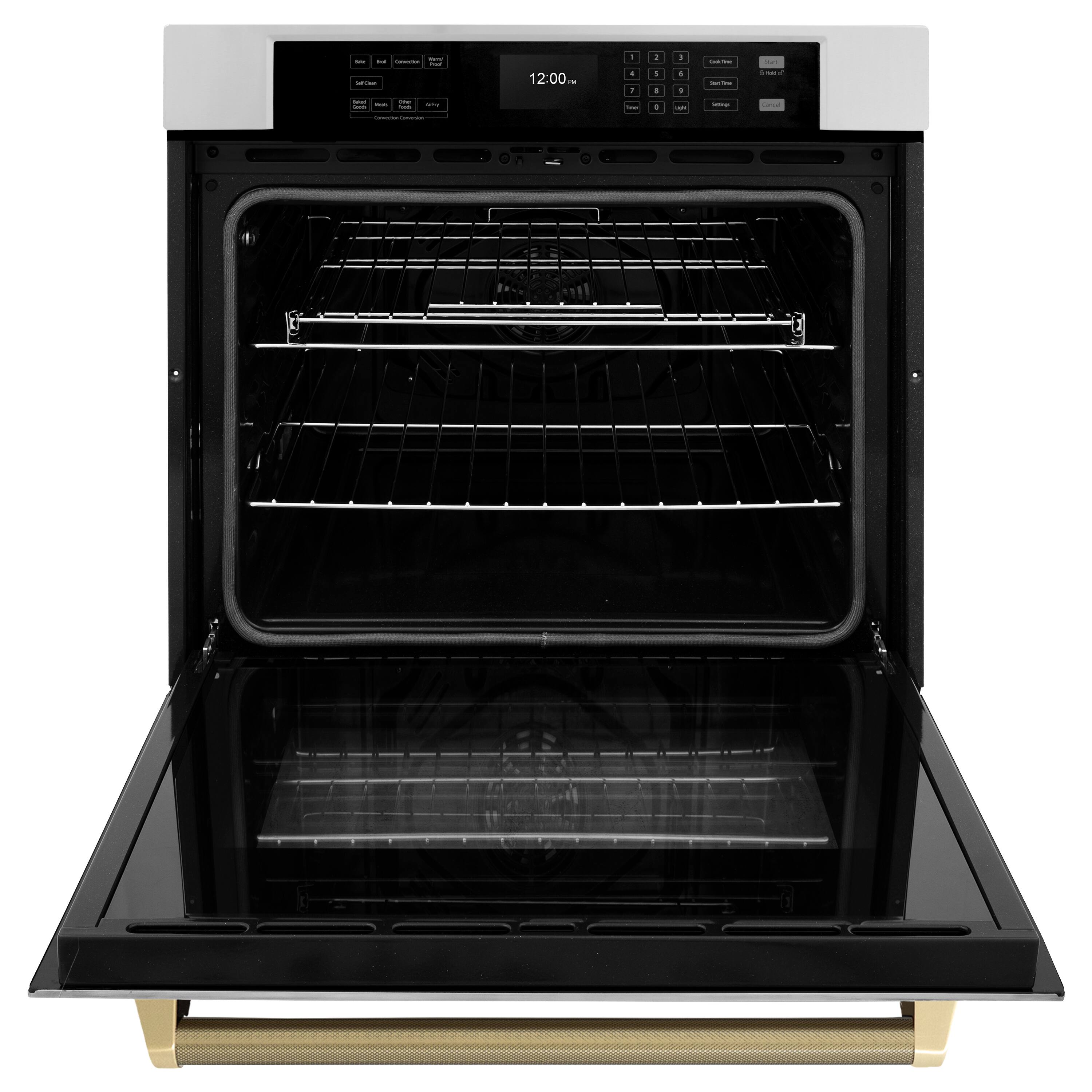 Angle. ZLINE - ZLINE Autograph 30 in. True Convection Single Wall Oven in Stainless Steel & Bronze Helix Handle (WASZ-30-KCB) - Stainless Steel.