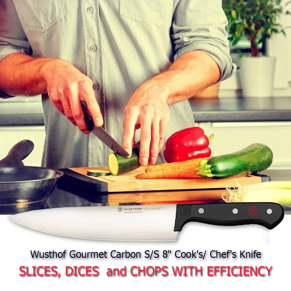 Wusthof Gourmet Carbon S/S 8" Cook's/ Chef's Knife SLICES, DICES and CHOPS WITH EFFICIENCY