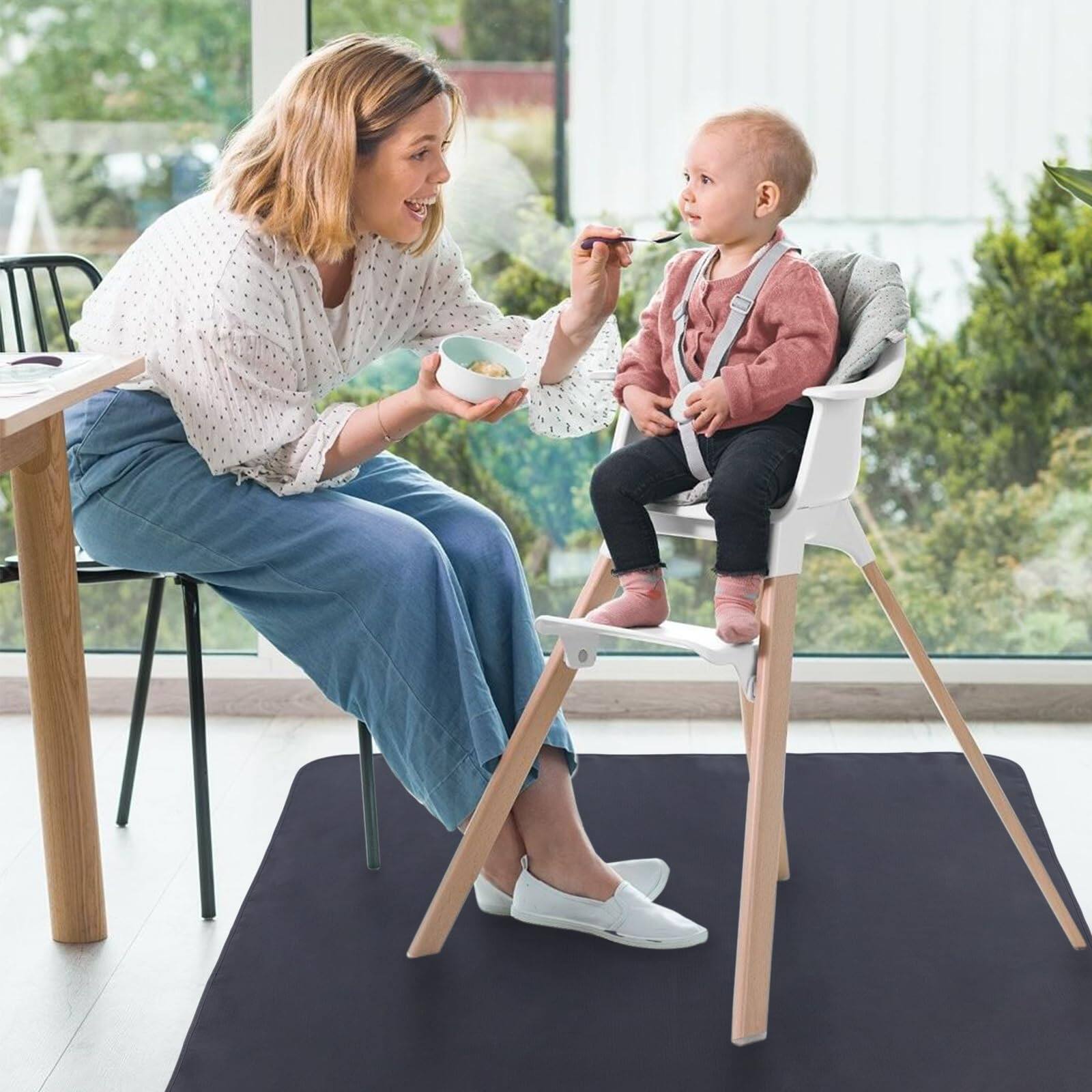 Alt View 3. Cedar Assembly - Splat Mat For Under High Chair/arts/crafts/outdoor Picnic Washable Spill Waterproof Anti-slip Floor Splash ... - Light Grey.