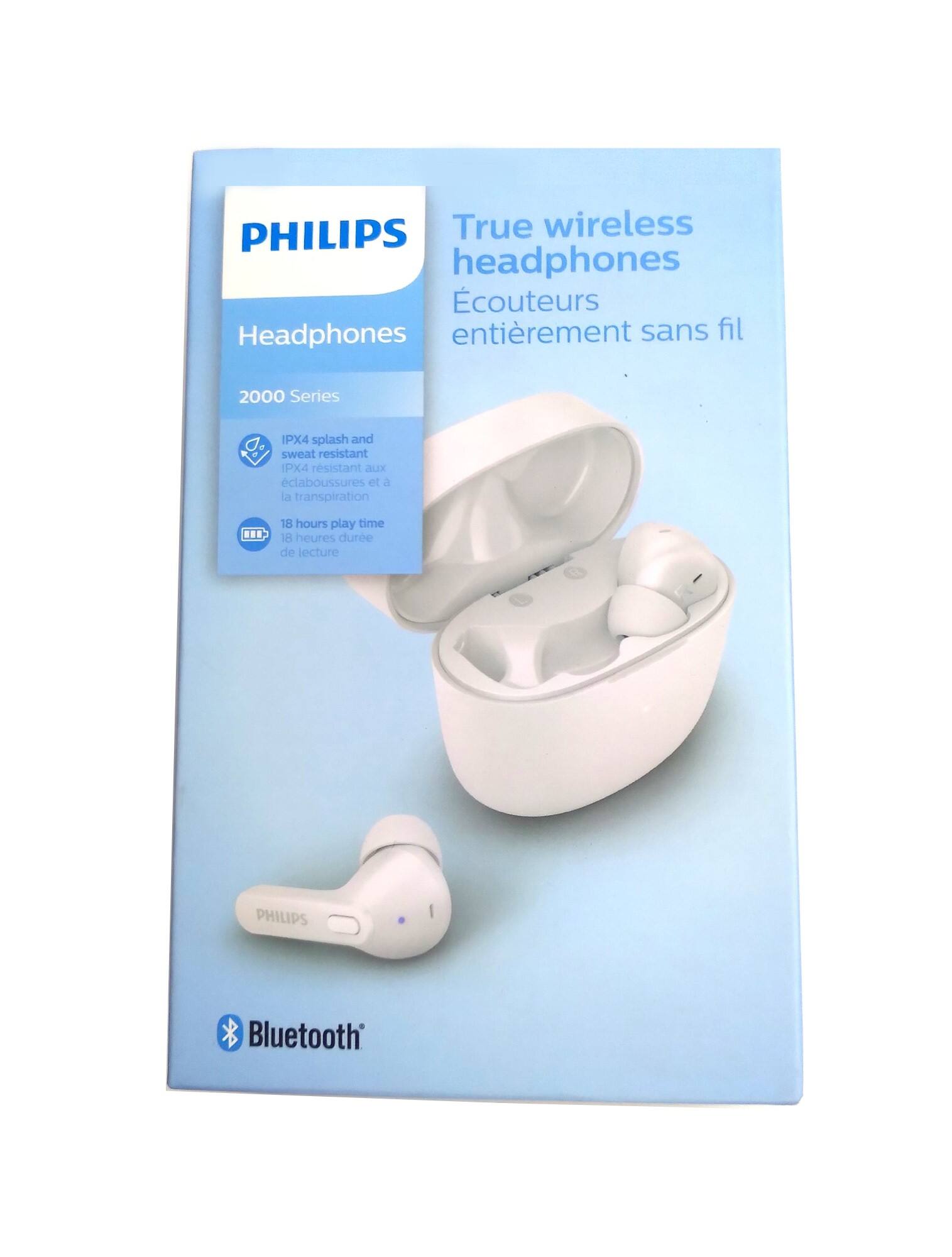 Philips - T2206 TAT2206WT/00 True Wireless Earbuds - Super Small Charging Case - IPX4 Water Resistance - White