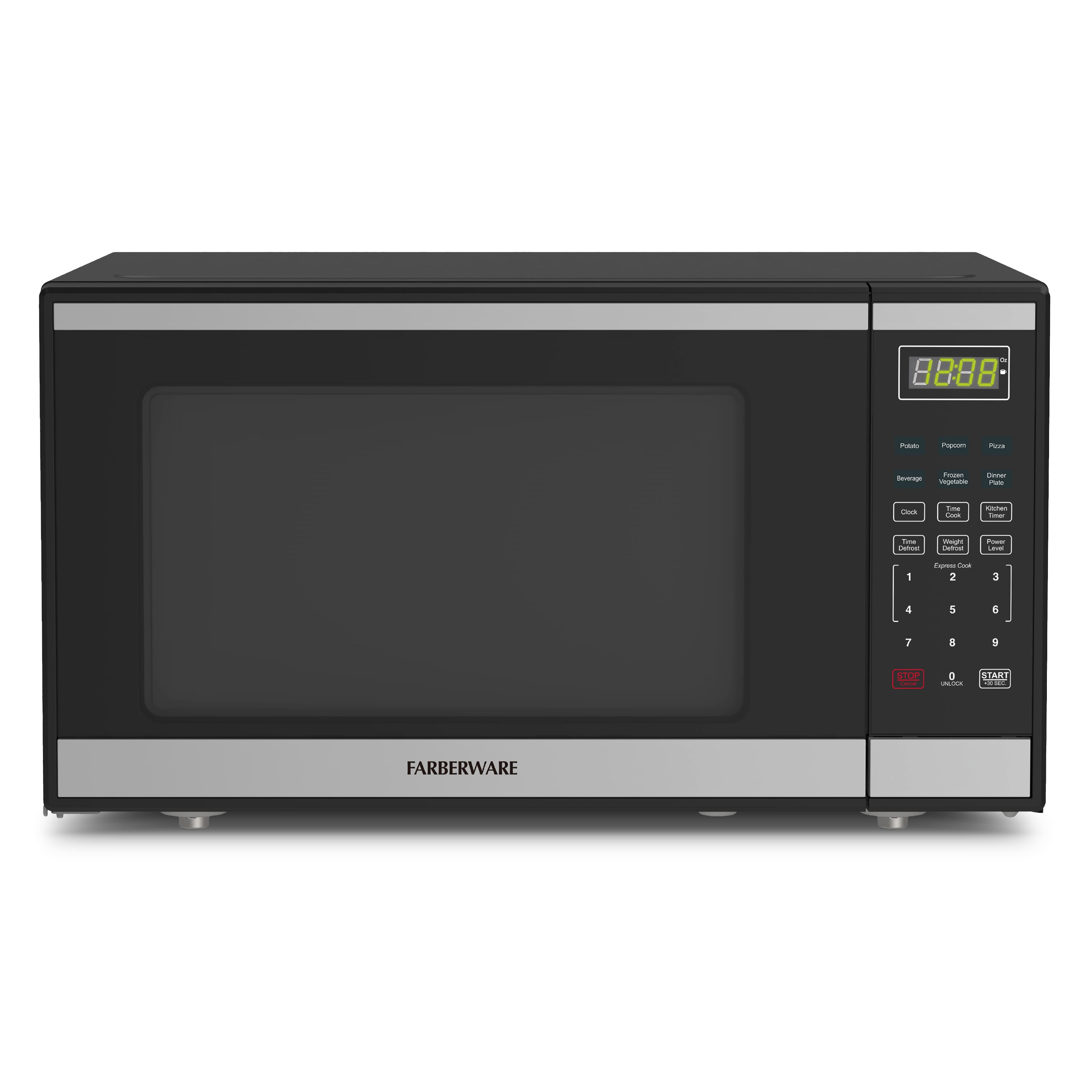 Farberware - 1.6 cu. ft. Countertop Microwave Oven – 1100W Power, Auto Cook Settings, and Safety Lock – - Stainless Steel