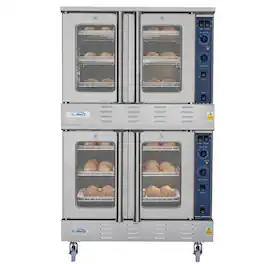 Koolmore - 38 in. Full Size Double Commercial LP Convection Oven 108,000 BTU Total with Stacking Kit and Casters (KM-DCCO54-LPC) - Silver