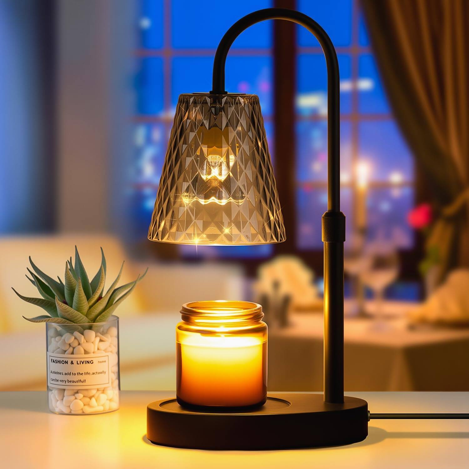 Stamp n Camp - Candle Warmer Lamp with Timer: Electric Candles Wax Warmers Glass Lamps for Jar Candles Burner Adjustable Height and - D-smoke Gray