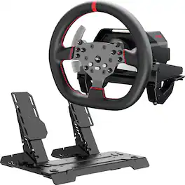 PXN - V10 Ultra DD Racing Wheel 3.2Nm Force Feedback 270mm Leather Rim 4 Paddles & Adjustable Pedals for PC Xbox PS4 - Black