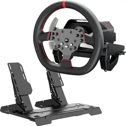 Front. PXN - PXN V10 Ultra DD Racing Wheel 3.2Nm Force Feedback 270mm Leather Rim 4 Paddles & Adjustable Pedals for PC Xbox PS4 - Black.