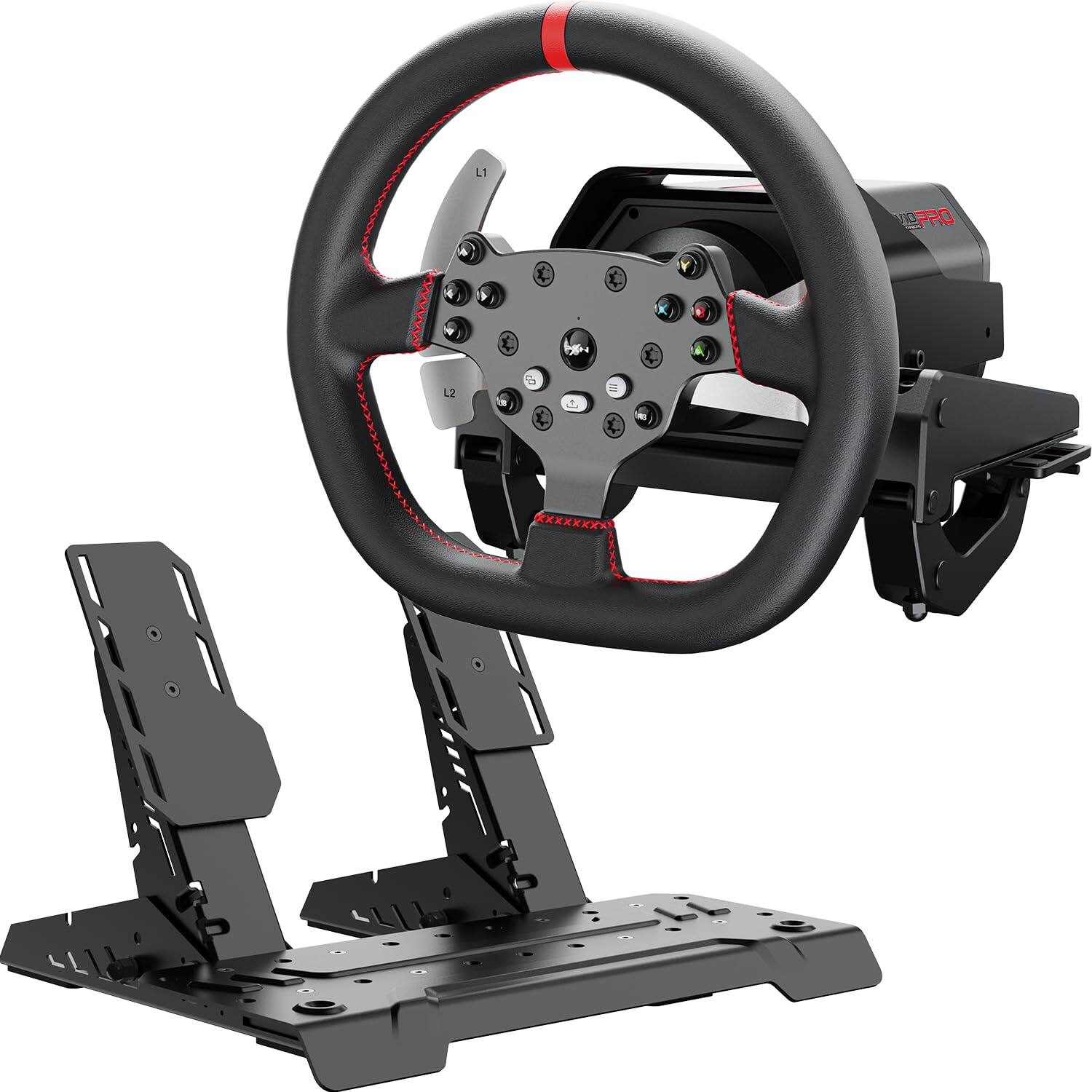 Front. PXN - PXN V10 Ultra DD Racing Wheel 3.2Nm Force Feedback 270mm Leather Rim 4 Paddles & Adjustable Pedals for PC Xbox PS4 - Black.