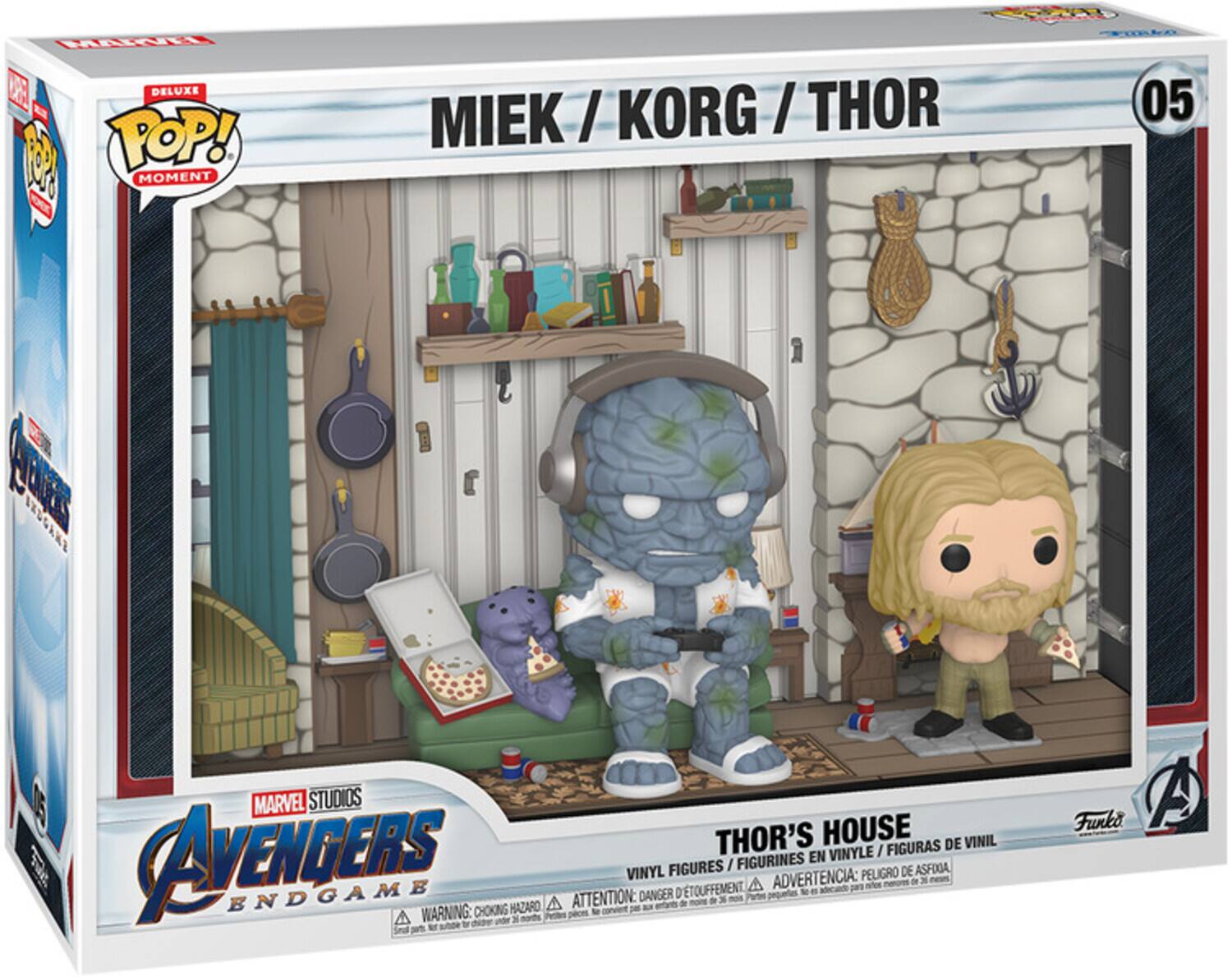 MIEK / KORG / THOR
POP! MOMENT
THOR'S HOUSE
MARVEL STUDIOS
AVENGERS
VINYLE FIGURES / FIGURINES EN VINYLE
WARNING: CHOKING HAZARD
ATTENTION: DANGER
PELIGRO DE ETOUFFEMENT
ADVERTENCIA: PELIGRO DE ASFOOA