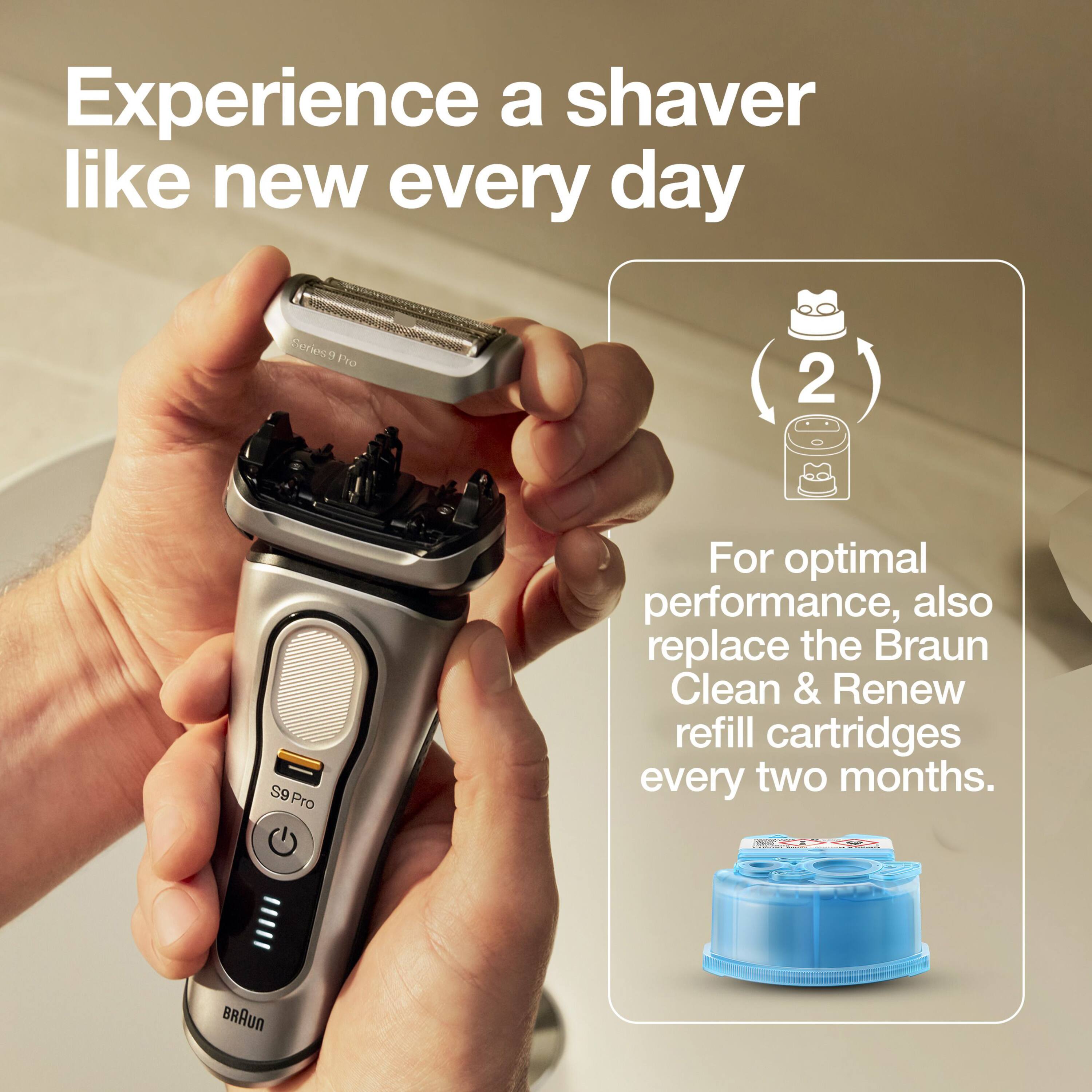 Experience a shaver like new every day

For optimal performance, also replace the Braun Clean & Renew refill cartridges every two months.