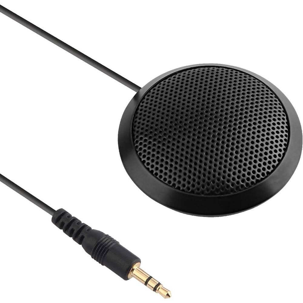MOSZAR LLC - Conference Microphone 3.5mm Desktop Computer Mic for Computer Desktop and Laptop 360° Omnidirectional Condenser Mic for - Black