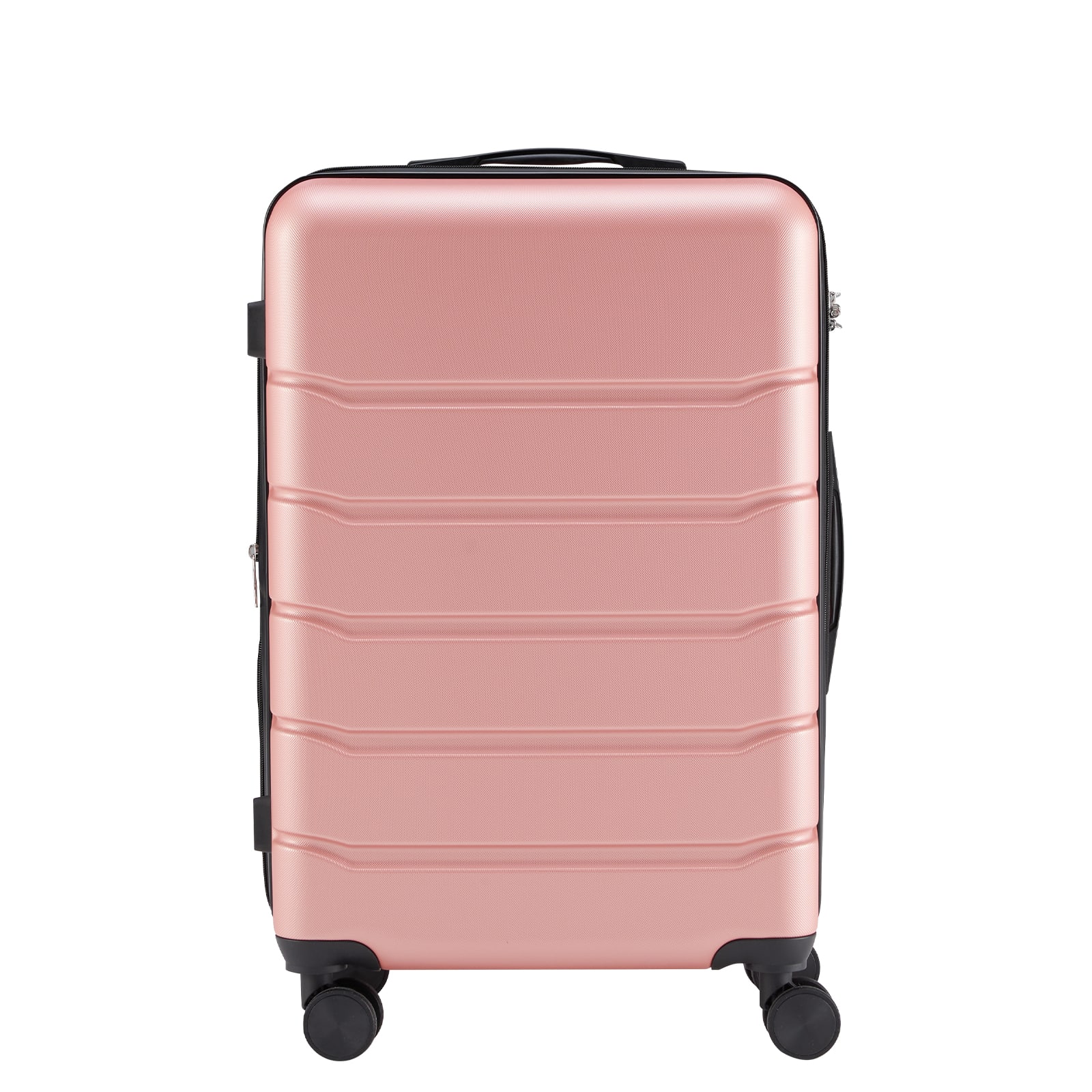 AENKYO - 24" Lightweight Roller Suitcase Hardside Luggage with Spinner Wheels and TSA Lock - Pink