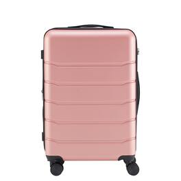 AENKYO - 24" Lightweight Roller Suitcase Hardside Luggage with Spinner Wheels and TSA Lock - Pink